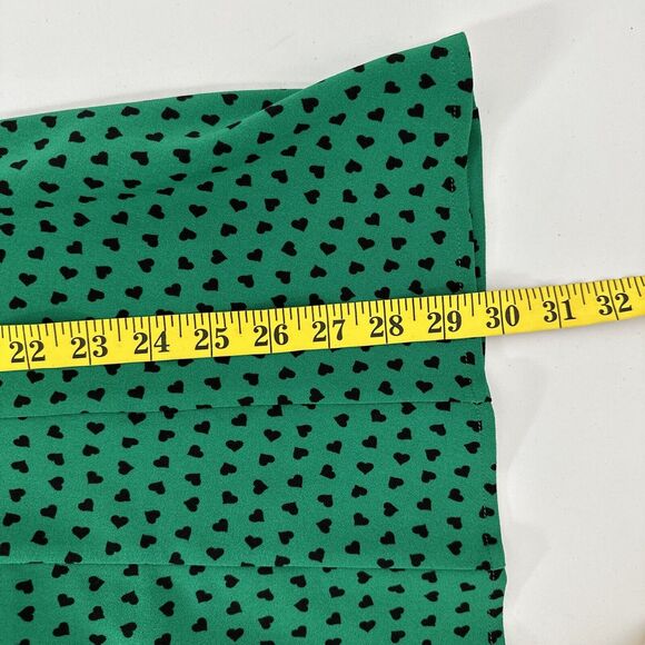 Hell Bunny Shirt Top Womens 6X Kelly Green Hearts Goth Grunge Button Stretch - Picture 12 of 13